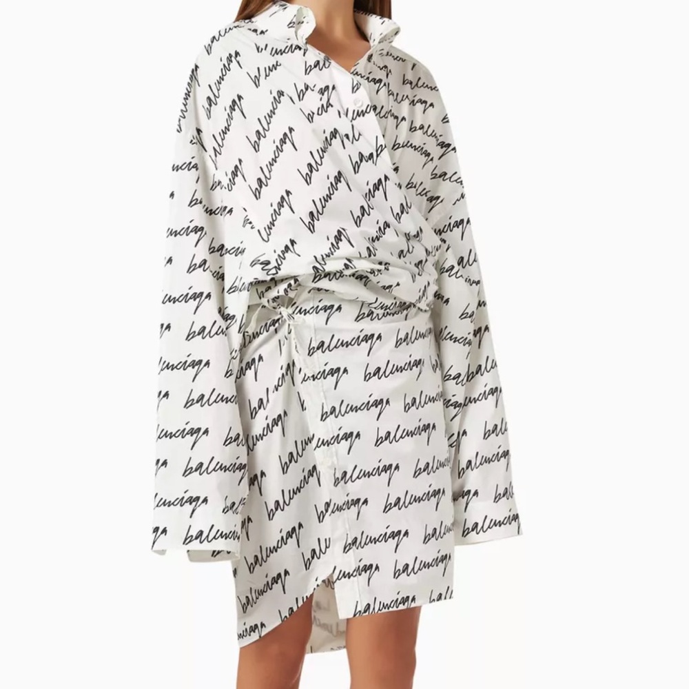 Balenciaga Logo Wrap-front Mini Dress in Viscose
